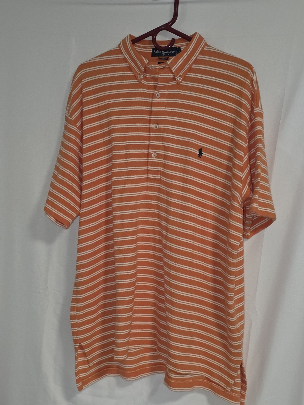 Ralph Lauren Orange and White Striped Polo